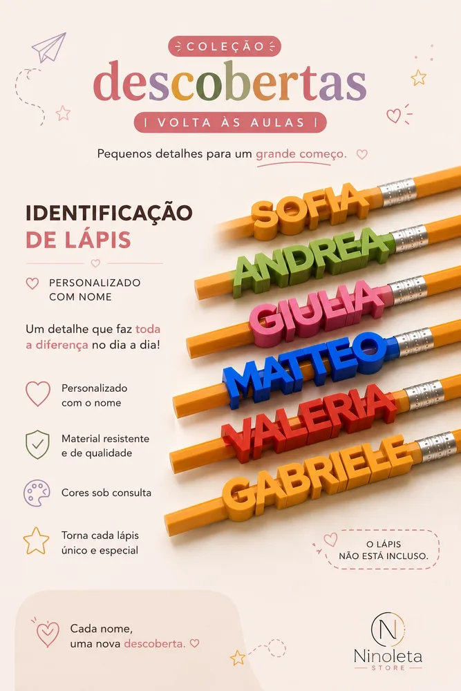 Identificadores de lápis com nomes personalizados